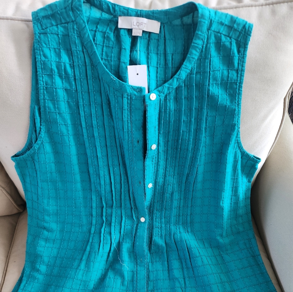 LOFT Turquoise Sleeveless Blouse